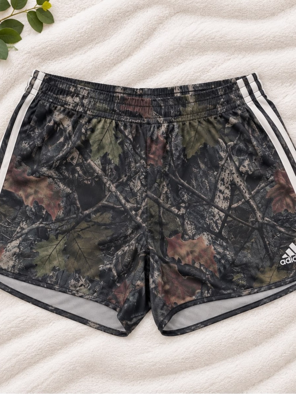 adidas Women's Camo Athletic Shorts in Black and Olive